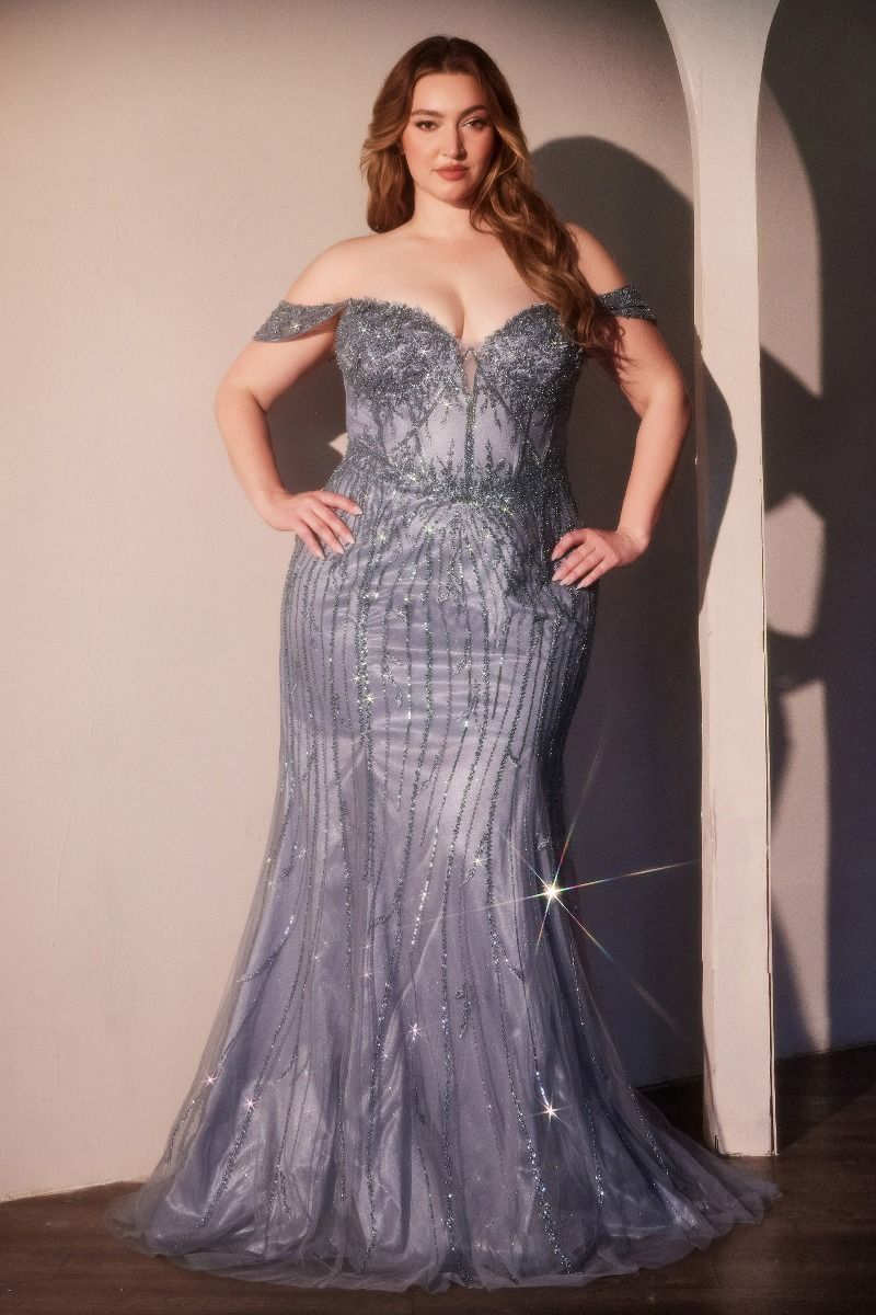 Off The Shoulder Beaded Curve Gown (CC341C)
