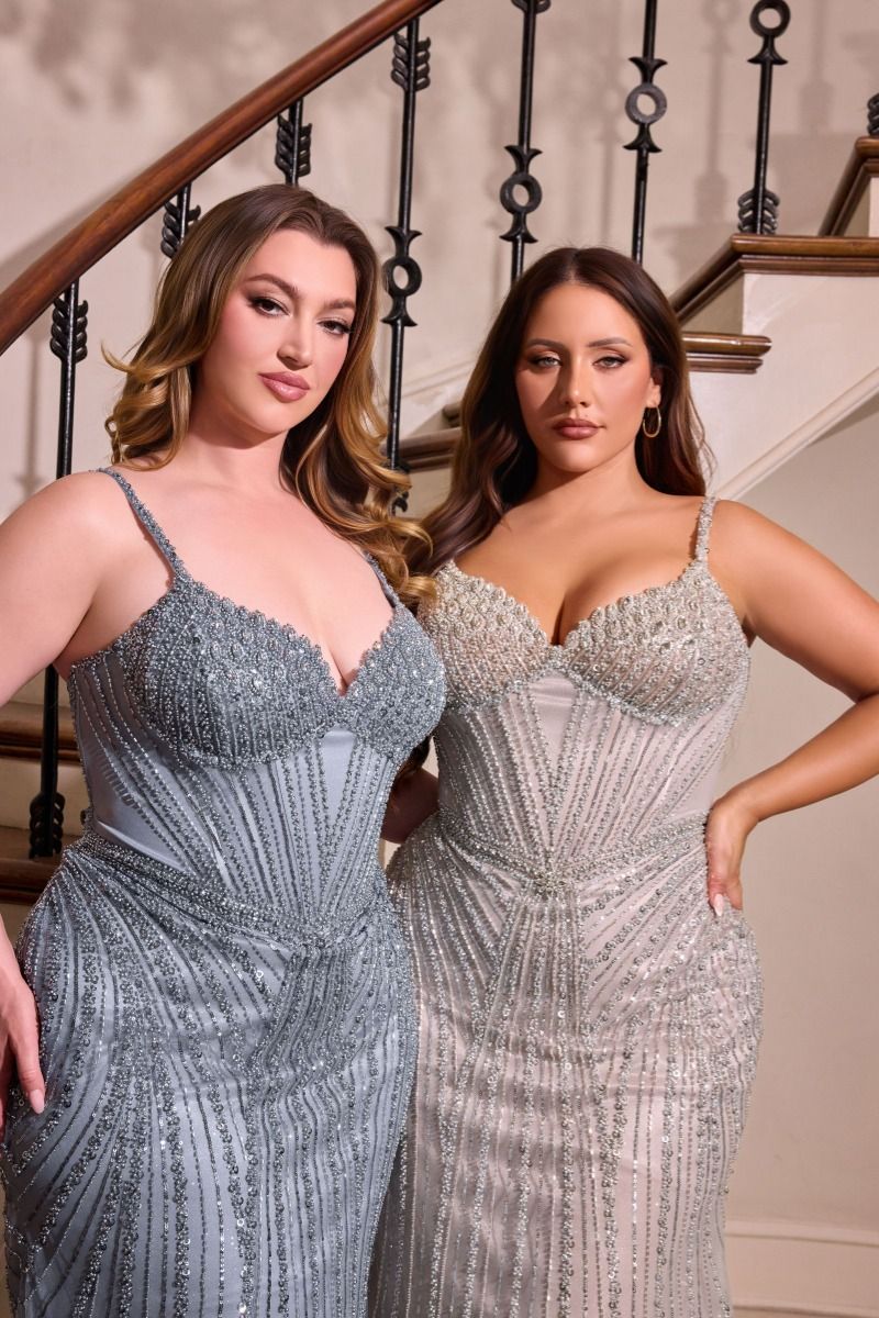 Radiant Sweetheart Beaded Corset with Fitted Mesh Gown (CC398C)