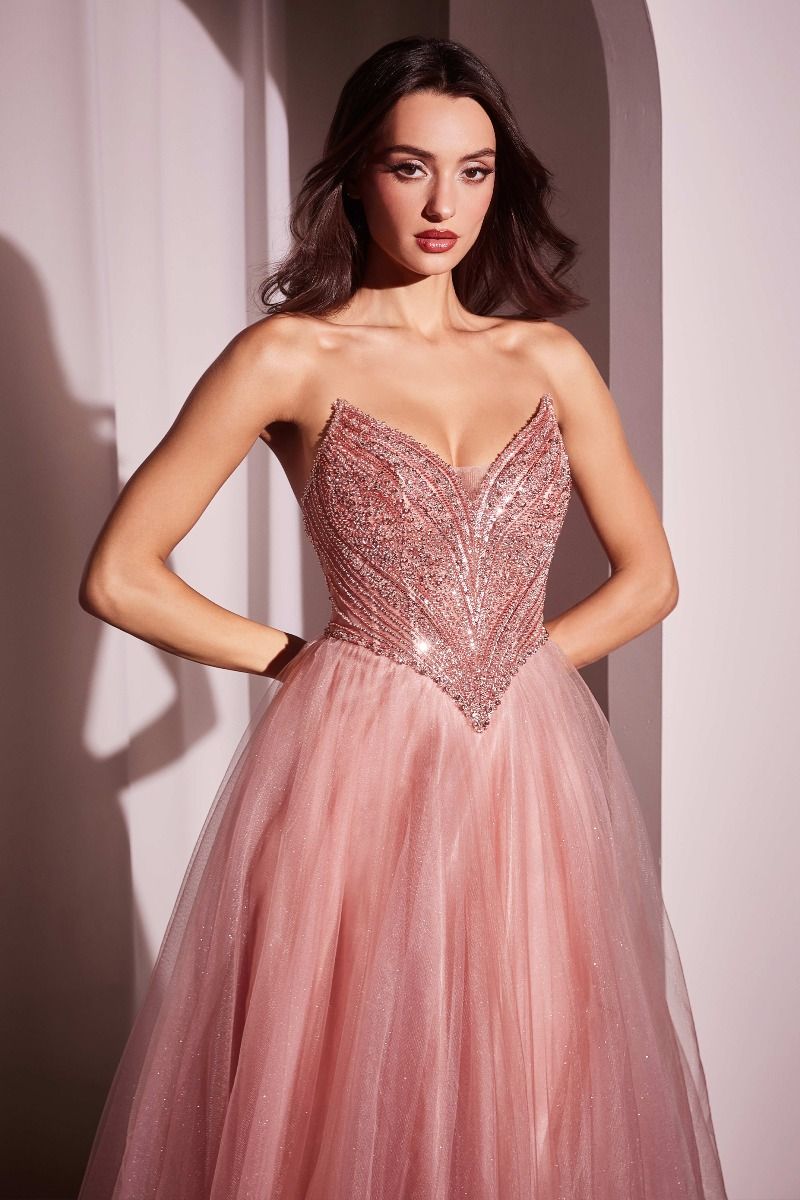 Strapless Beaded Tulle Ball Gown (CC415)