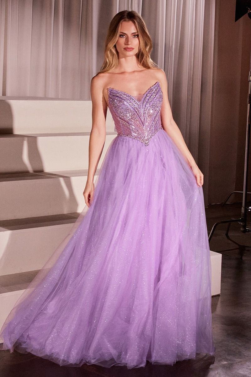 Strapless Beaded Tulle Ball Gown (CC415)