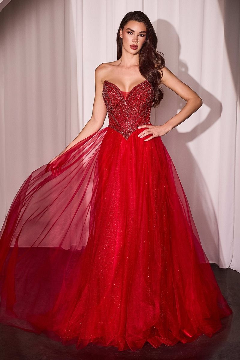 Strapless Beaded Tulle Ball Gown (CC415)