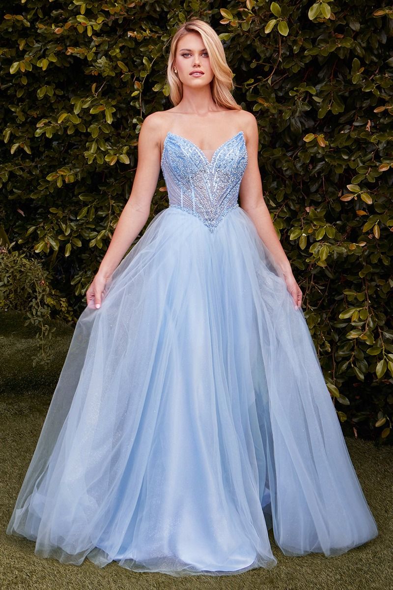 Strapless Beaded Tulle Ball Gown (CC415)