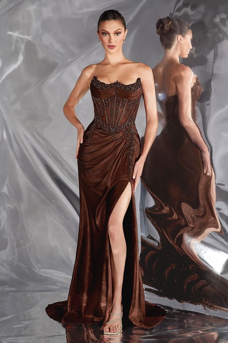 Glitter Satin with Intricate Beaded Appliqué (CC463)