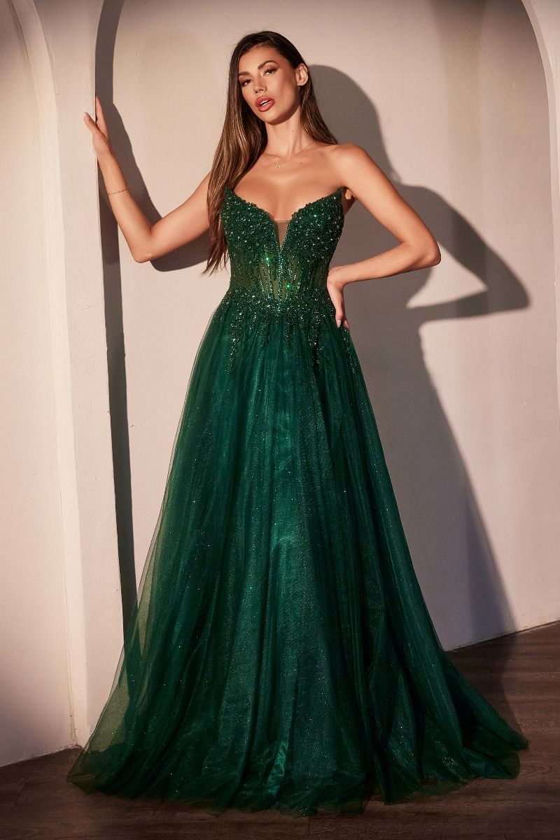 Strapless Layered Tulle A-Line Dress (CC487)