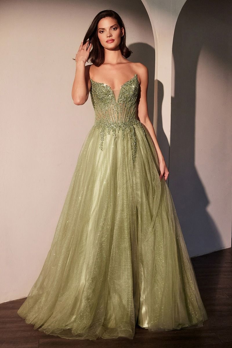 Strapless Layered Tulle A-Line Dress (CC487)