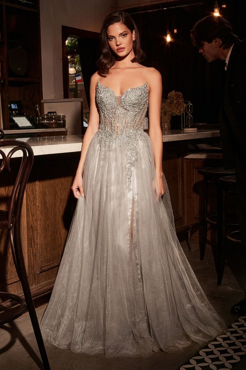 Strapless Layered Tulle A-Line Dress (CC487)