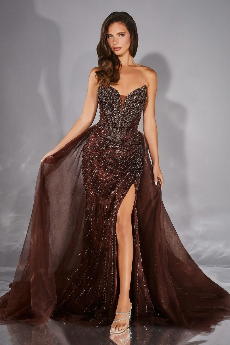 Strapless Sweetheart Beaded Fitted Gown (CC492)
