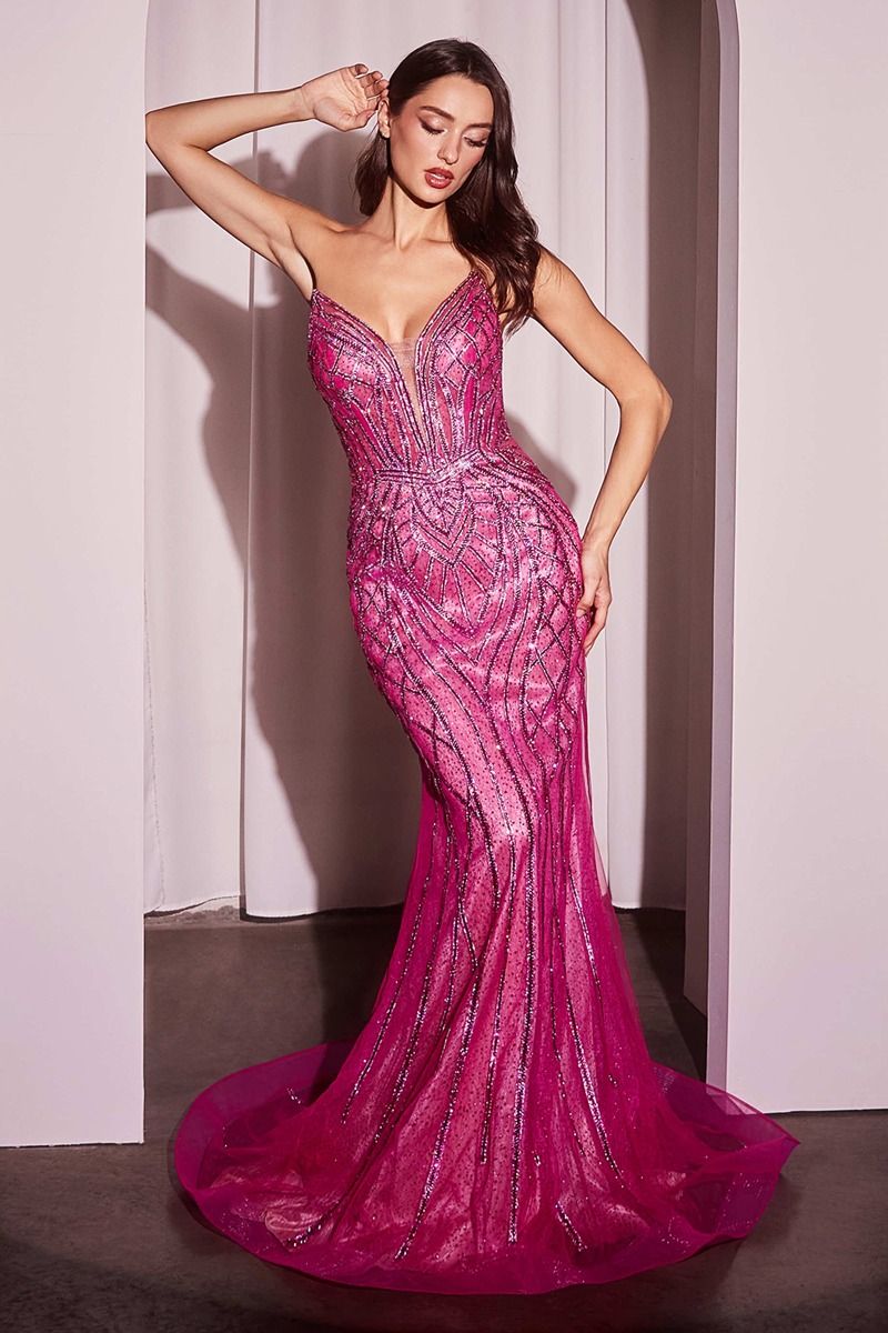 Crystal Strapless Embellished Mermaid Gown (CC6018)