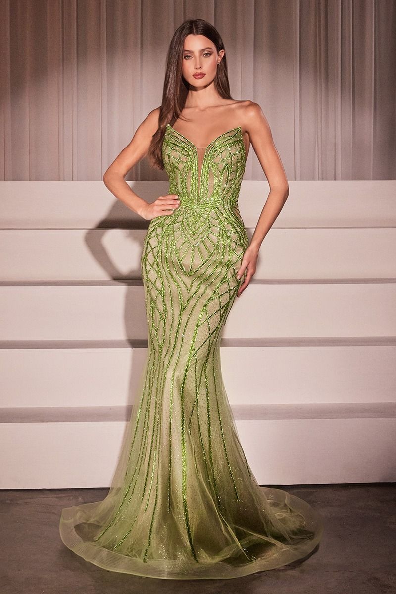 Crystal Strapless Embellished Mermaid Gown (CC6018)