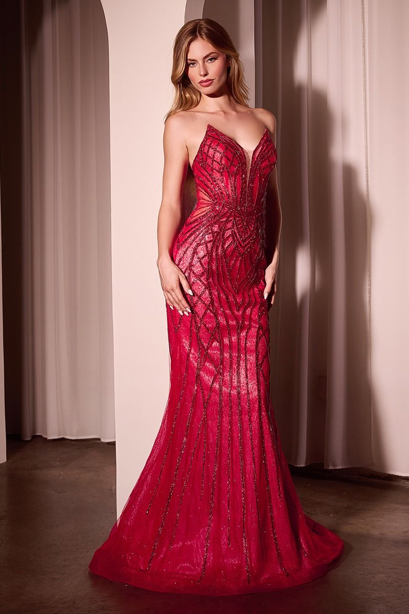 Crystal Strapless Embellished Mermaid Gown (CC6018)