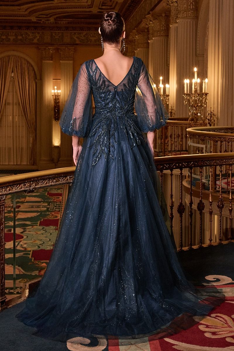 Layered Tulle A-Line Gown With Embellished Appliqué (CD0101)