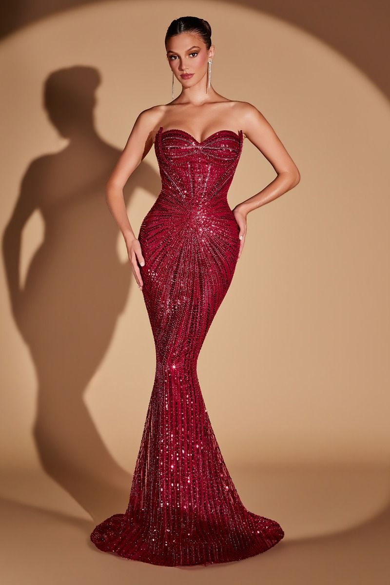 Radiant Sunburst Crystal Mermaid Gown (CD0108)