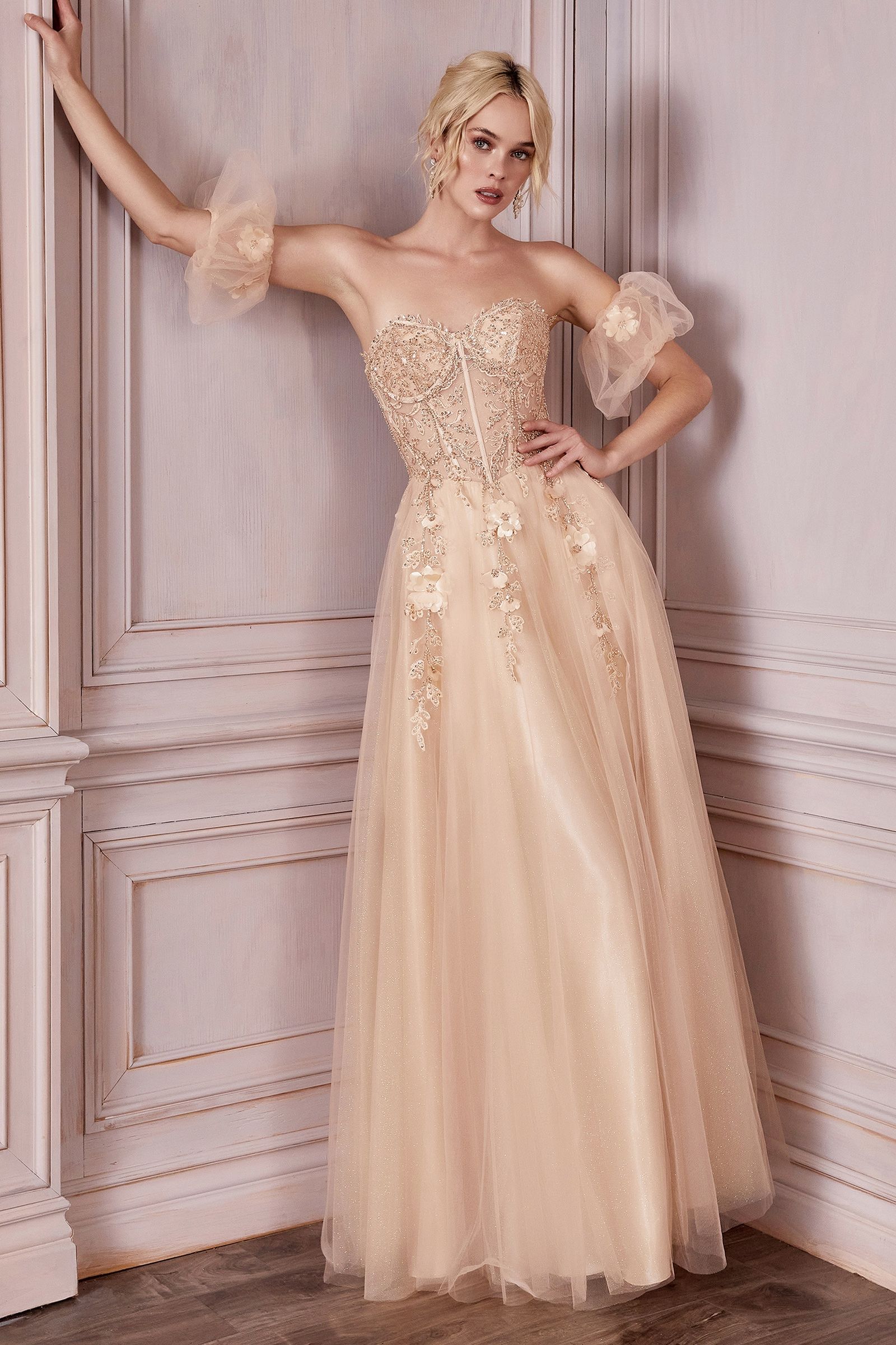 Strapless Layered Tulle Gown (CD0191)