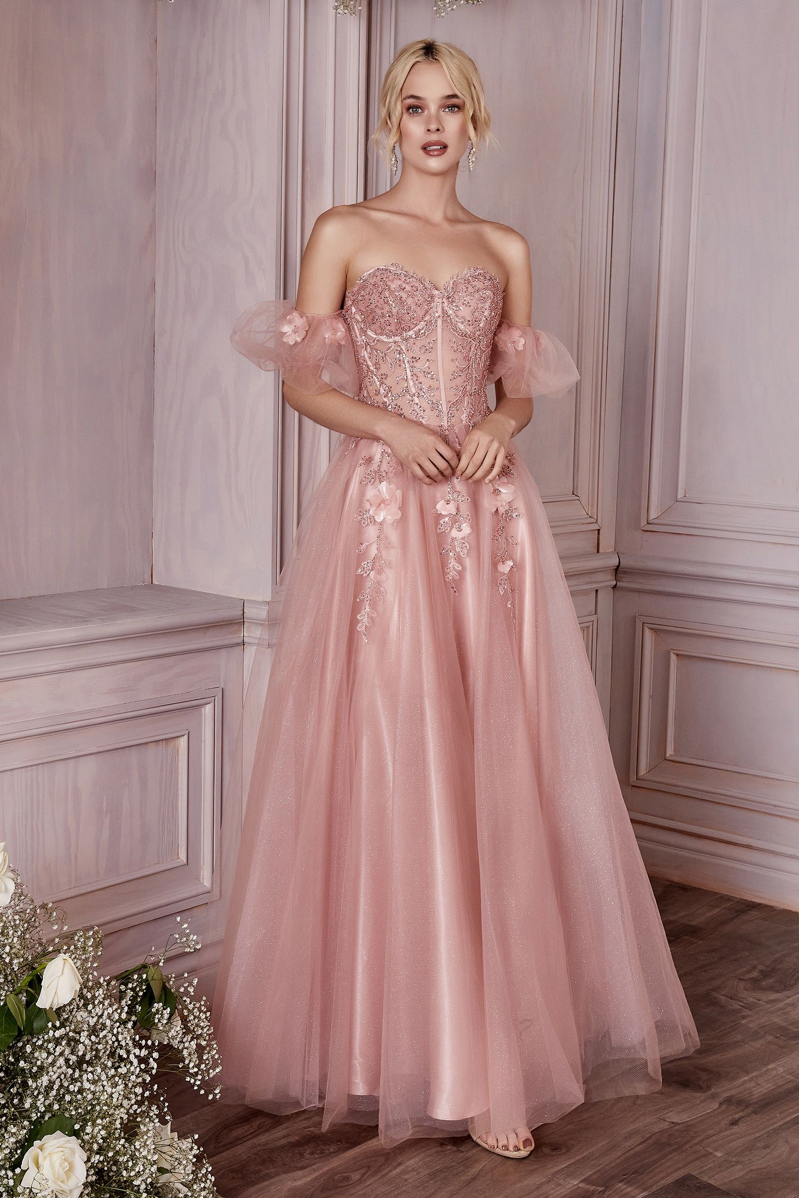 Strapless Layered Tulle Gown (CD0191)