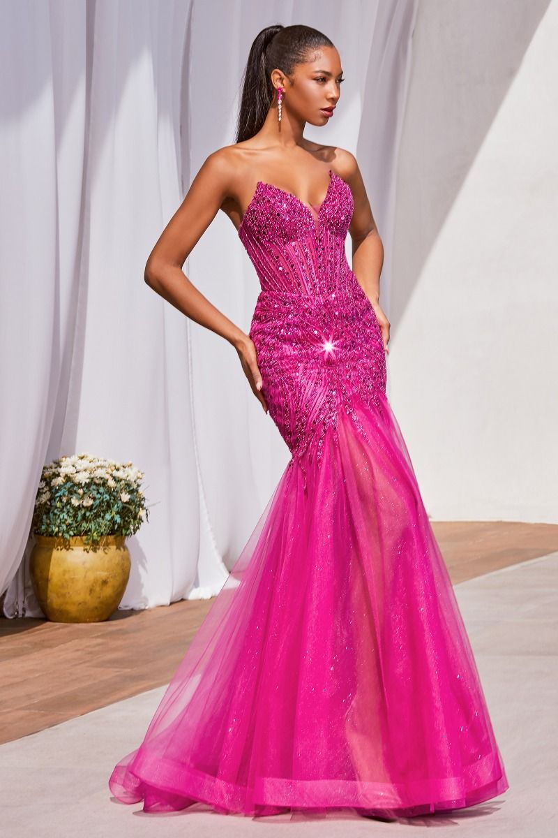 Strapless Beaded Mermaid Dress (CD0214)