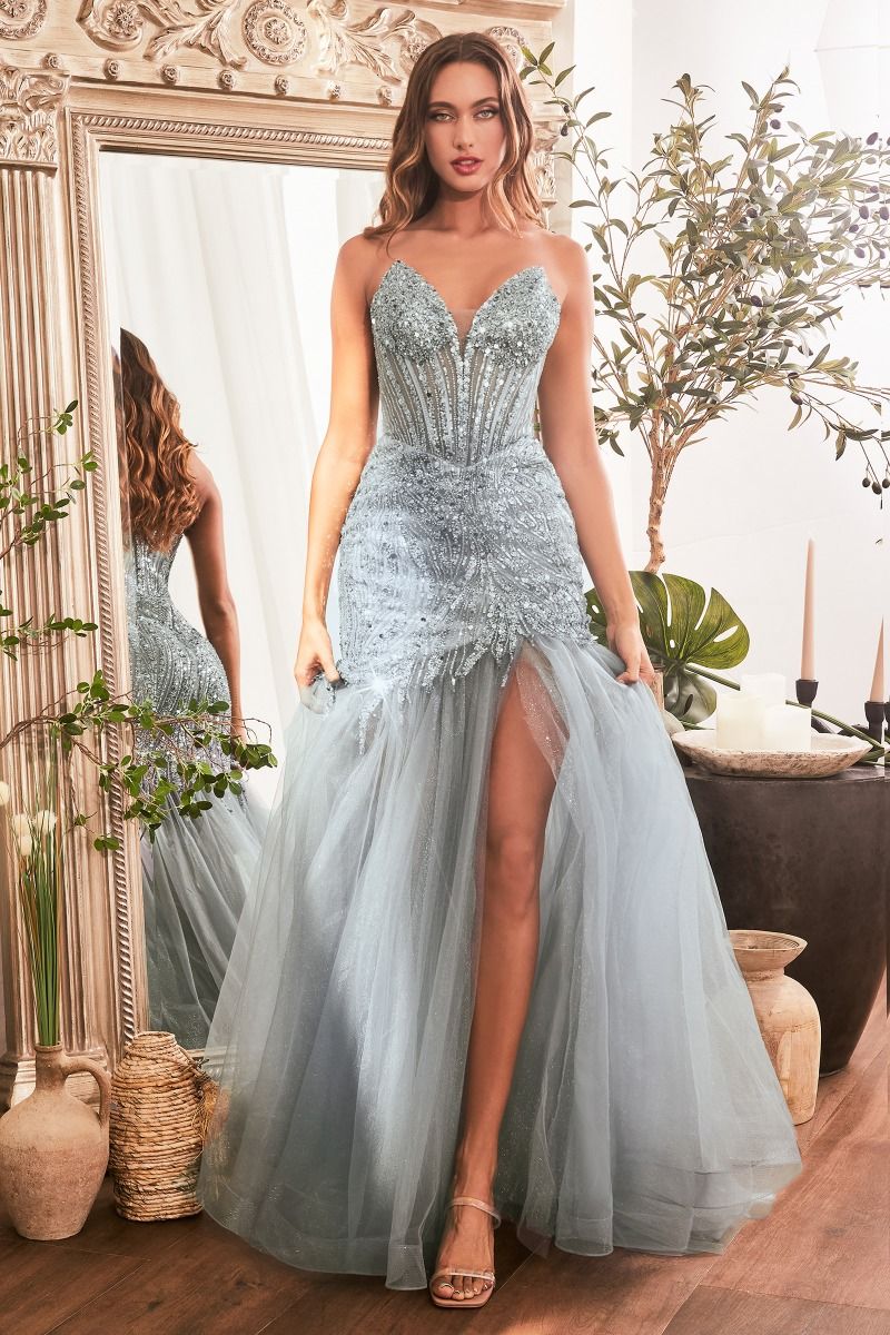 Strapless Beaded Mermaid Dress (CD0214)