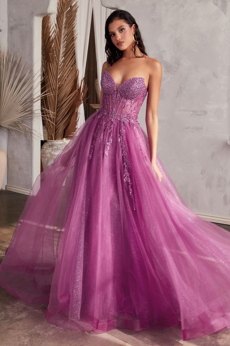 Strapless Layered Tulle Gown (CD0203)