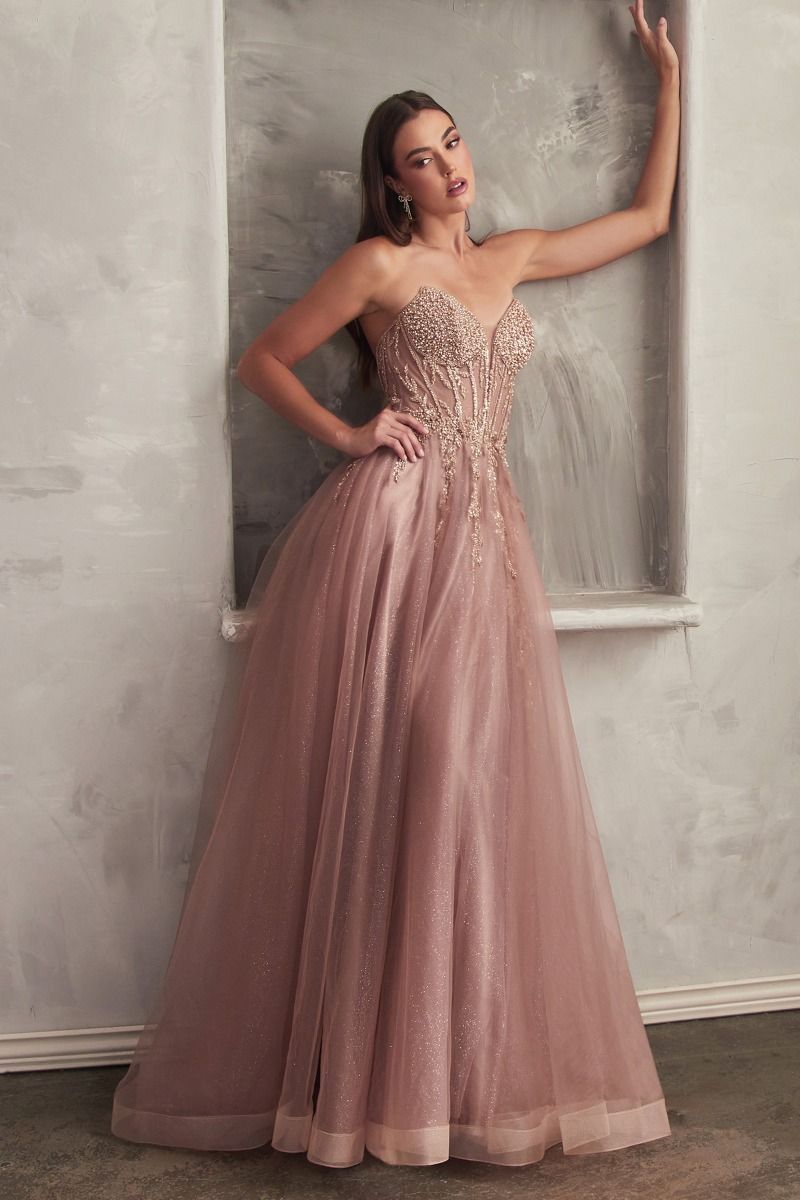 Strapless Layered Tulle Gown (CD0203)