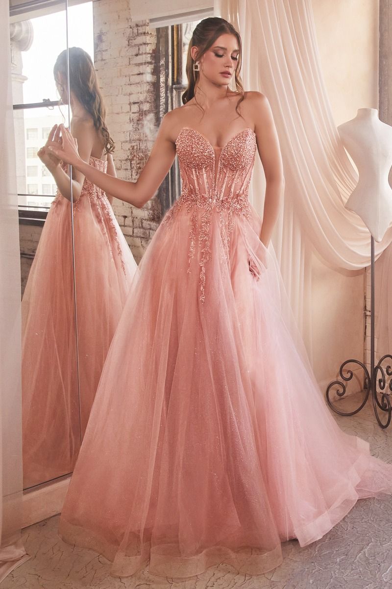 Strapless Layered Tulle Gown (CD0203)