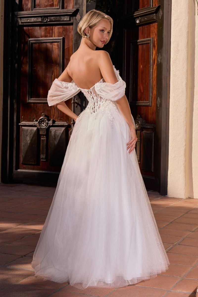 Romantic Off-the-Shoulder Floral Lace Corset Wedding Gown (CD2426W)