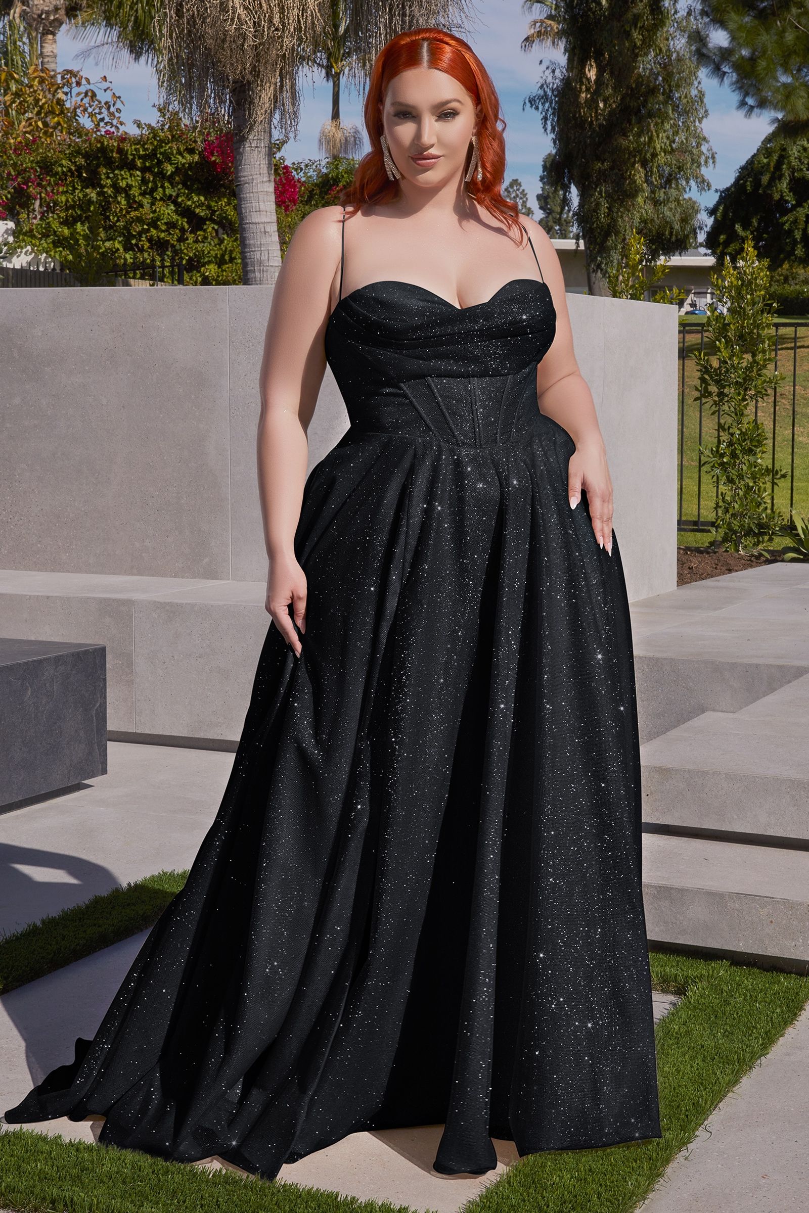 Radiant Sweetheart Shimmer Corset with Fitted Gown and Slit (CD252C)