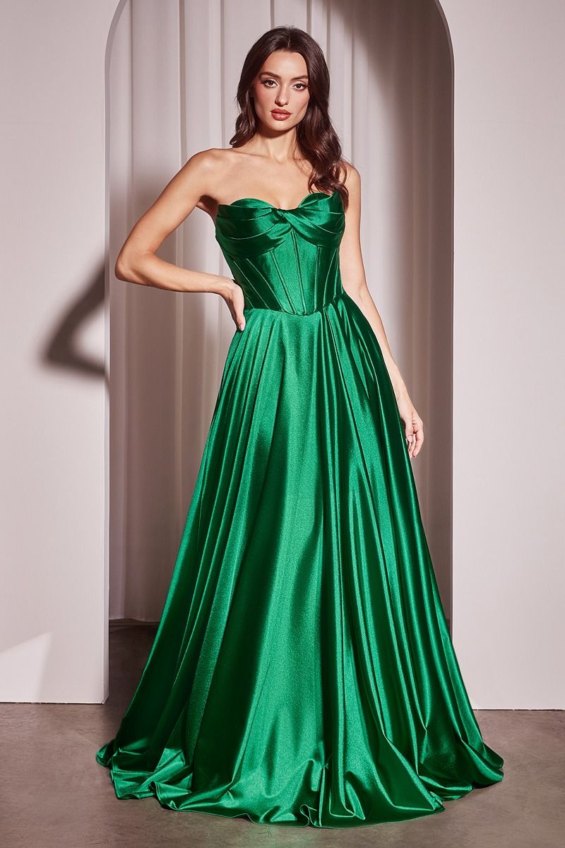 Strapless Satin A-Line Dress (CD378)