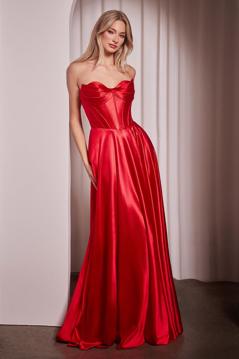 Strapless Satin A-Line Dress (CD378)