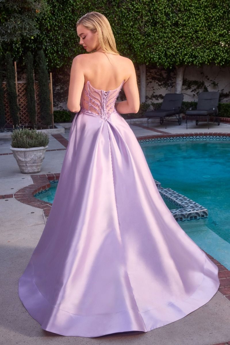 Elegant A-Line Gown With Strapless Sweetheart Bodice Detailed With Beaded Embellishments (CD389)
