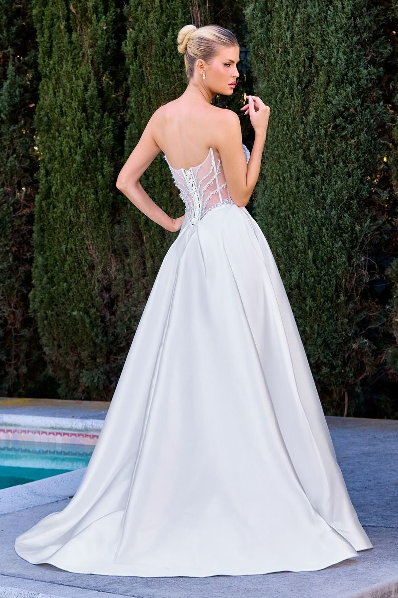Dazzling Strapless Corset Mikado A Line Bridal Gown (CD389W)