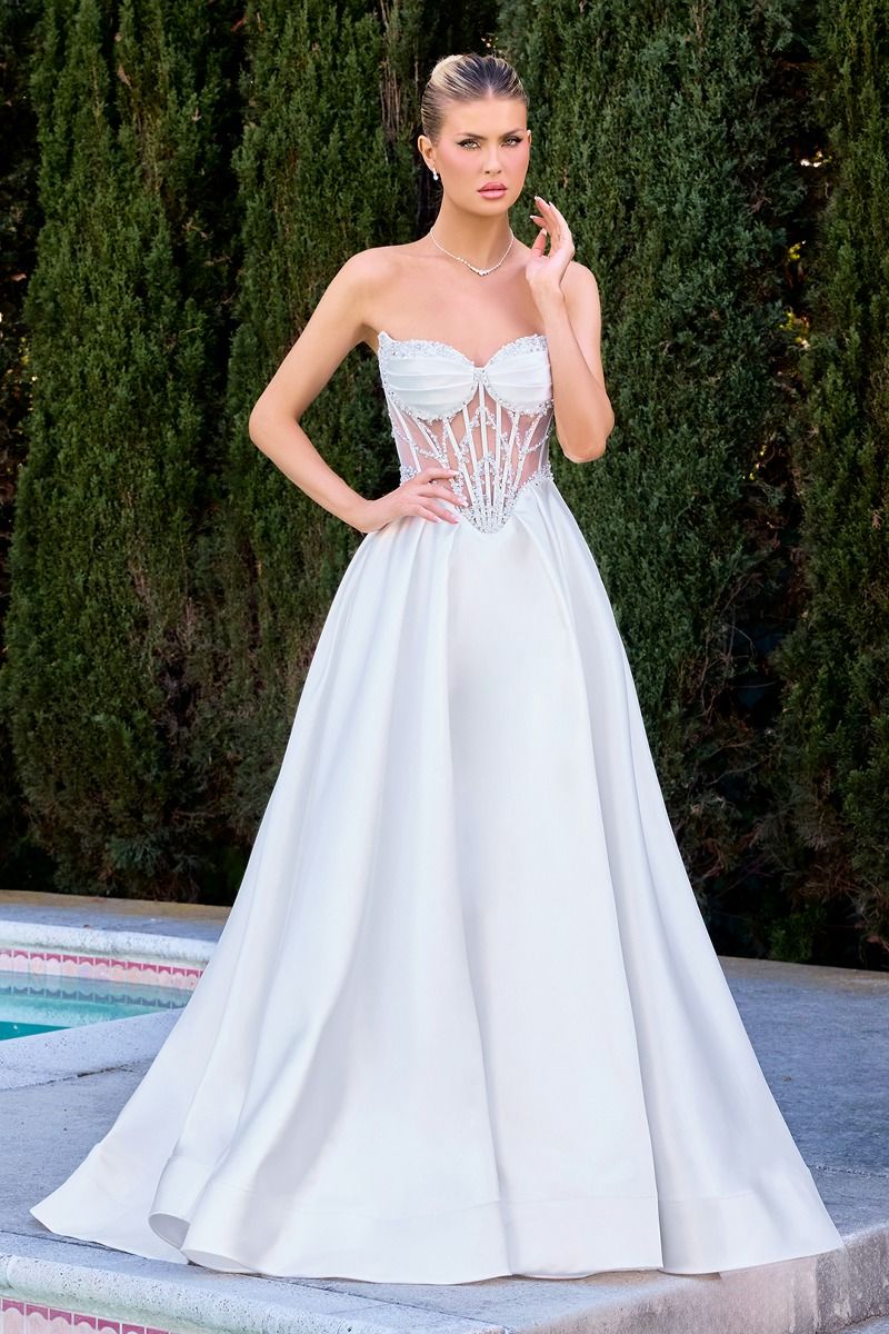 Dazzling Strapless Corset Mikado A Line Bridal Gown (CD389W)