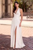 Halter Neck Draped A-Line Wedding Dress with Slit (CD412W)