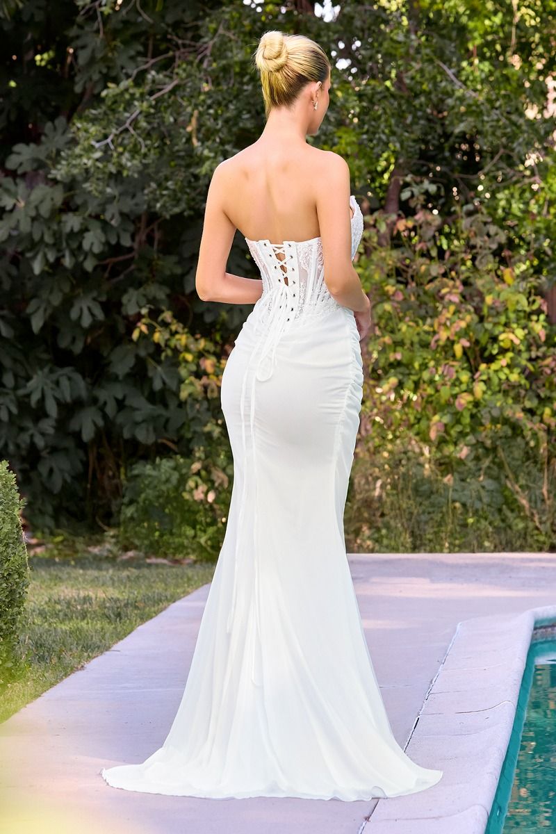 Regal Strapless Lace Corset Chiffon Bridal Gown (CD683W)