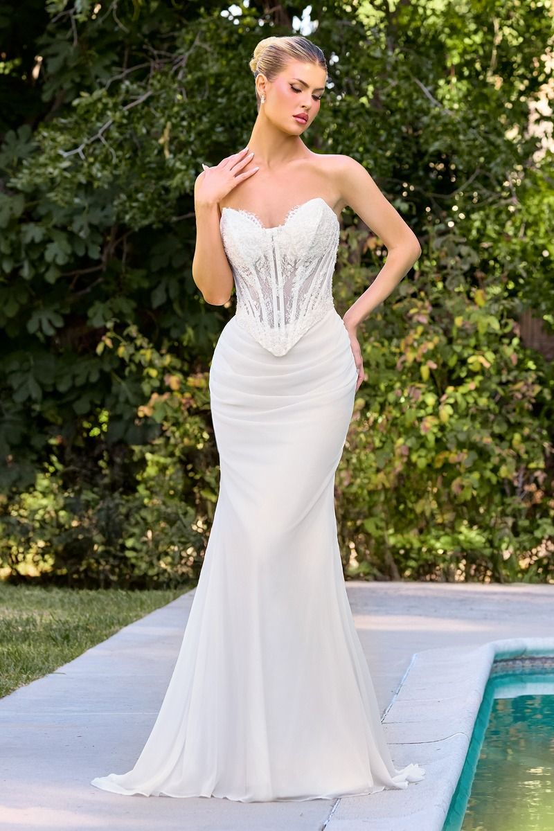 Regal Strapless Lace Corset Chiffon Bridal Gown (CD683W)