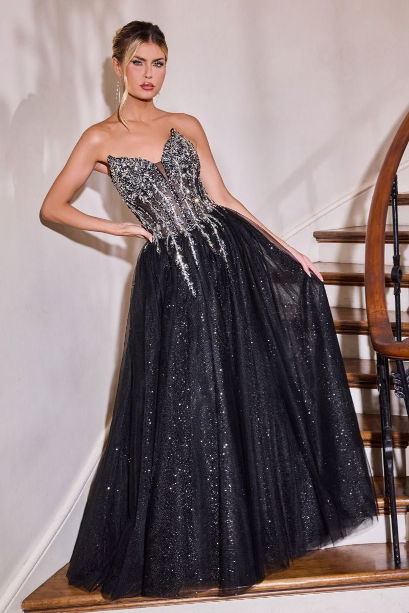 A-Line Evening Gown With Dazzling Crystal Beadwork (CD721)