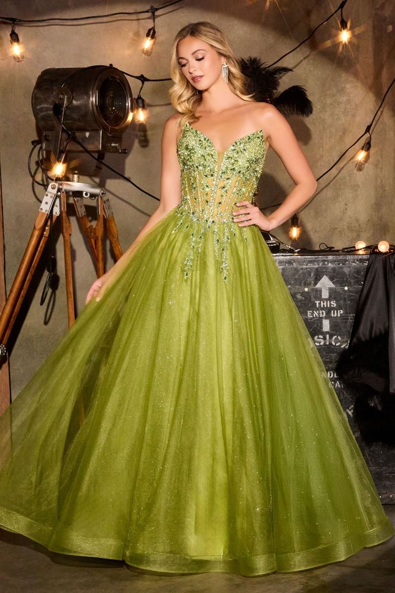A-Line Evening Gown With Dazzling Crystal Beadwork (CD721)