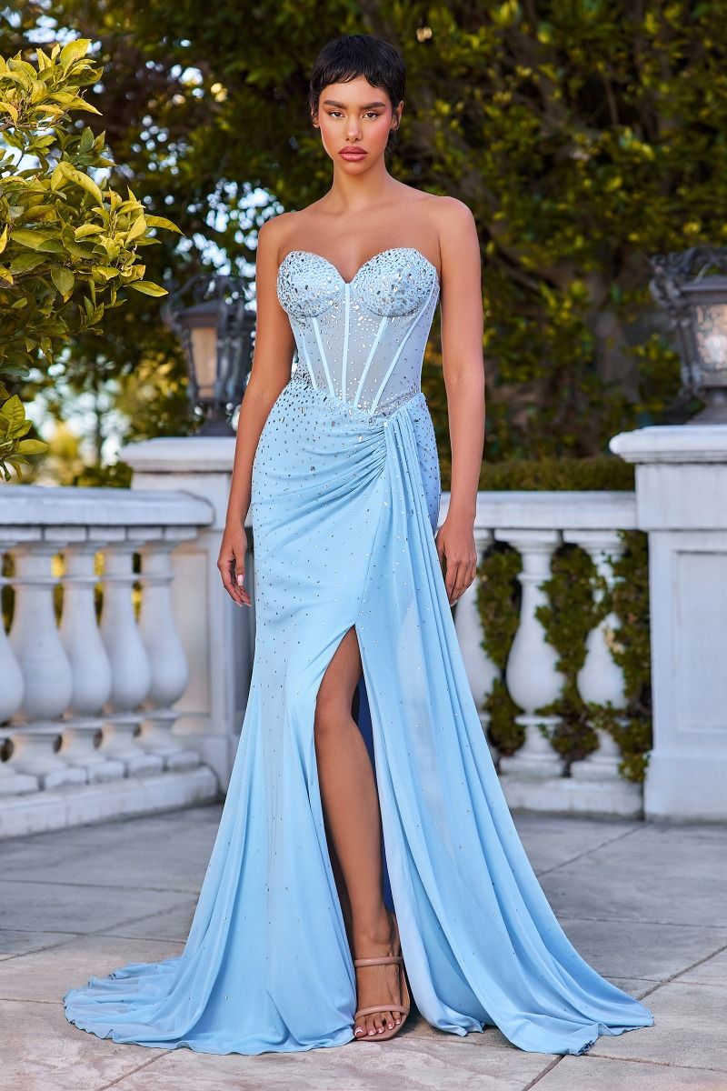 Radiant Strapless Sweetheart Rhinestone Corset with Fitted Gown (CD770)