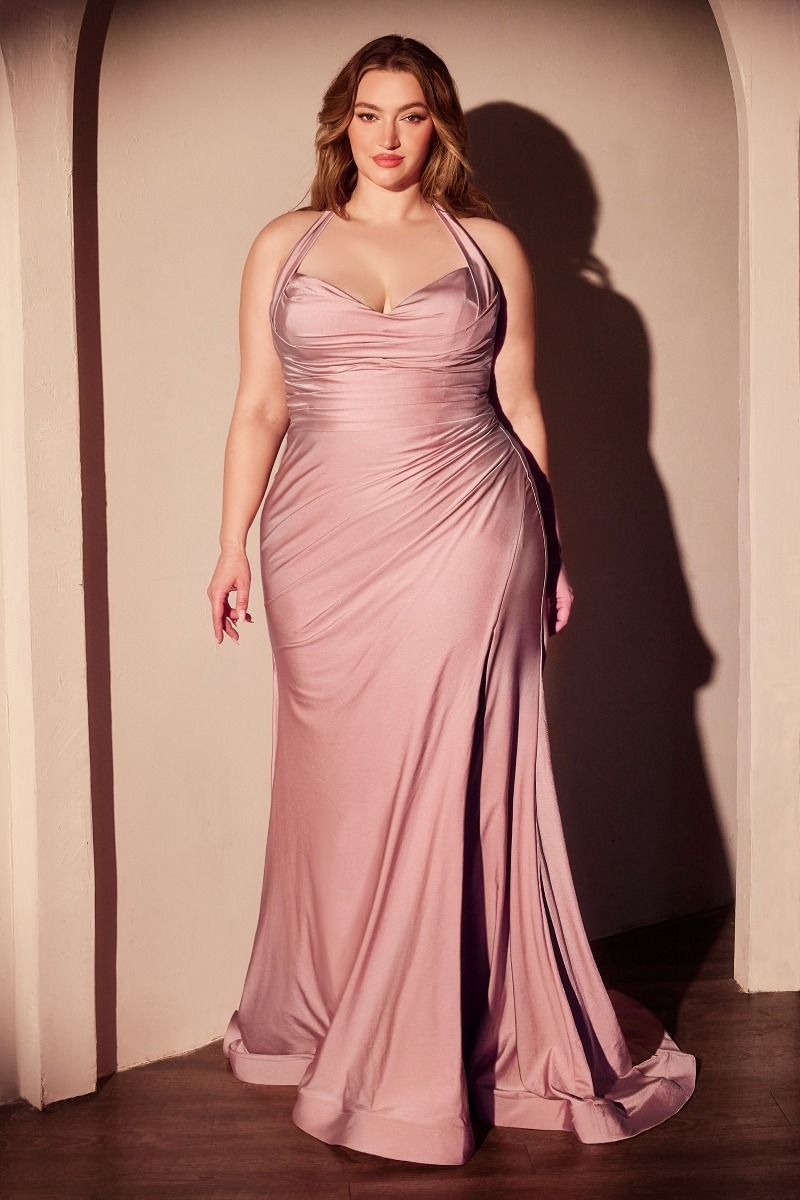 Halter Stretch Spandex Fitted Gown (CD796C)