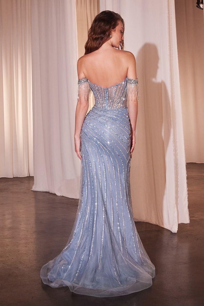 Fully Embellished Off The Shoulder Evening Gown (CD848)