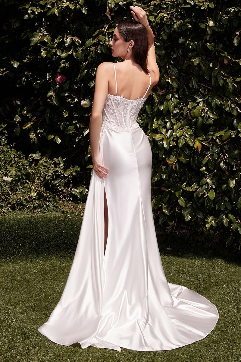 Fitted Satin & Lace Bridal Dress (CD868W)