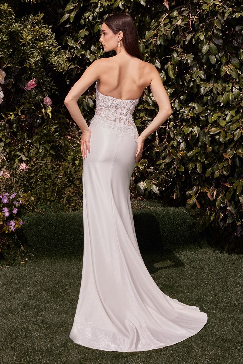 Lace Bodice Strapless Wedding Dress (CDS465W)