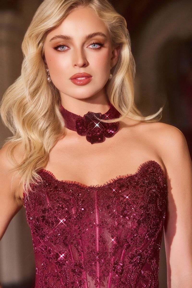 Lace & Beaded Appliqué With Matching Choker (CDS550)