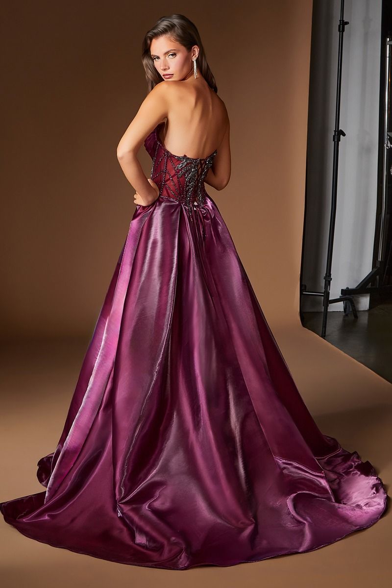 Strapless Liquid Organza Gown (CDS568)