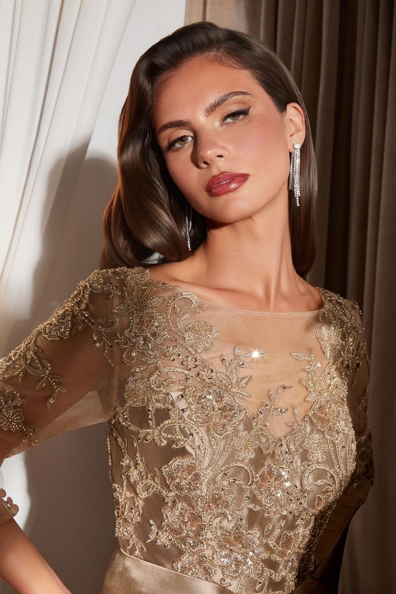 Lace Long Sleeve Mother of The Bride Ball Gown (CDS569)