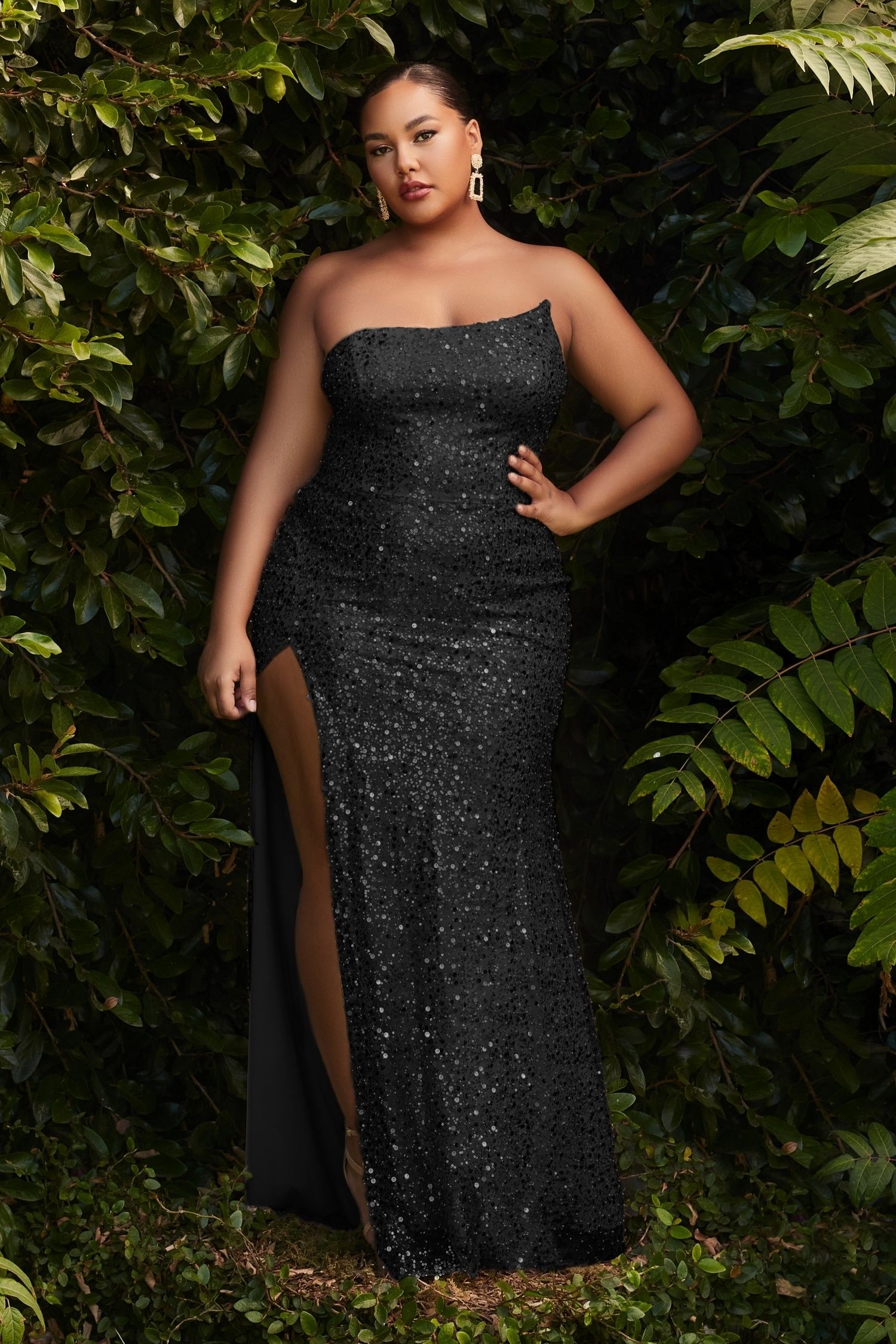 Fitter Asymmetrical Sequin Gown (CH165C)