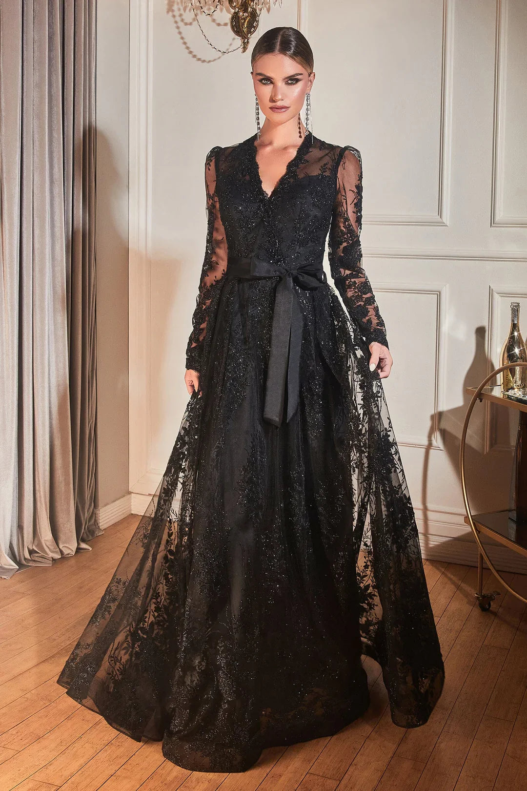 Long Sleeve Embellished Ball Gown (CD233C)