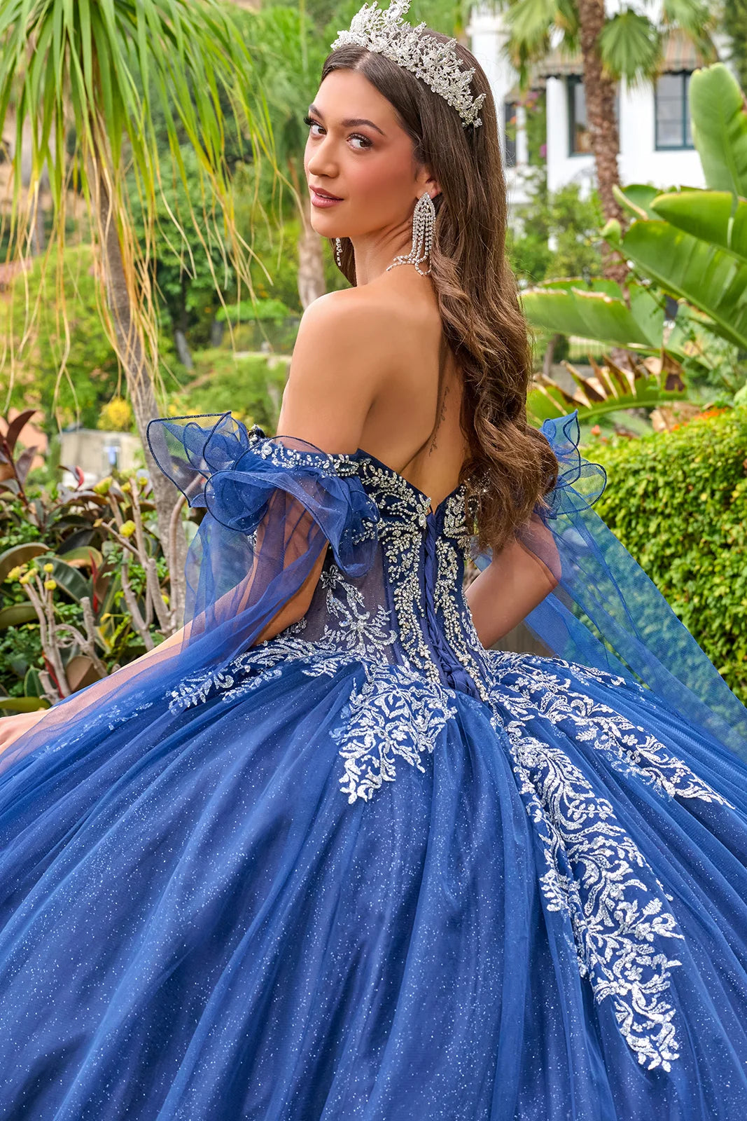 Regal Glitter Quinceañera Ball Gown with Embroidered Corset Bodice (GL3752)