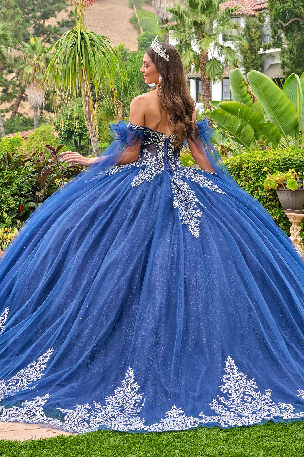 Regal Glitter Quinceañera Ball Gown with Embroidered Corset Bodice (GL3752)