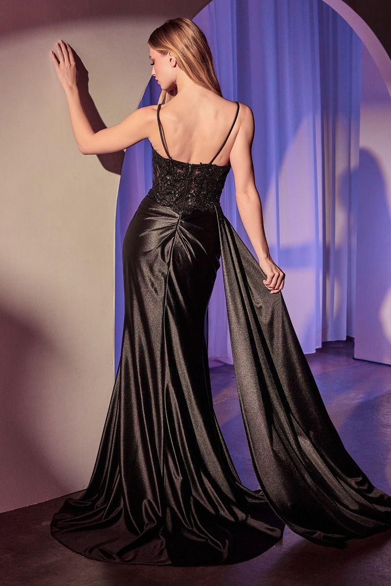 Satin Pleated Fitted Gown (KV1117)