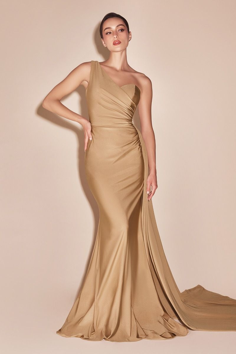 One Shoulder Stretch Satin Gown (PT004)