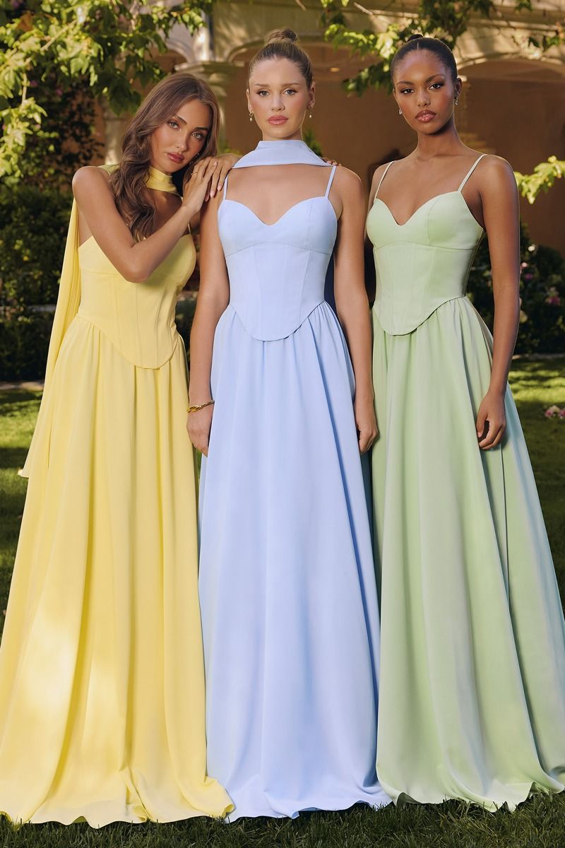 Pointed Sweetheart Chiffon A-Line Gown with Lace-Up Back (T711)